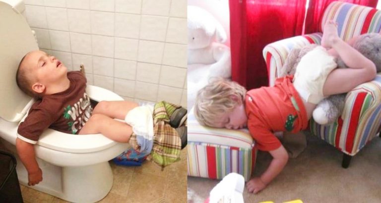 Дети могут уснуть где угодно. До слез!