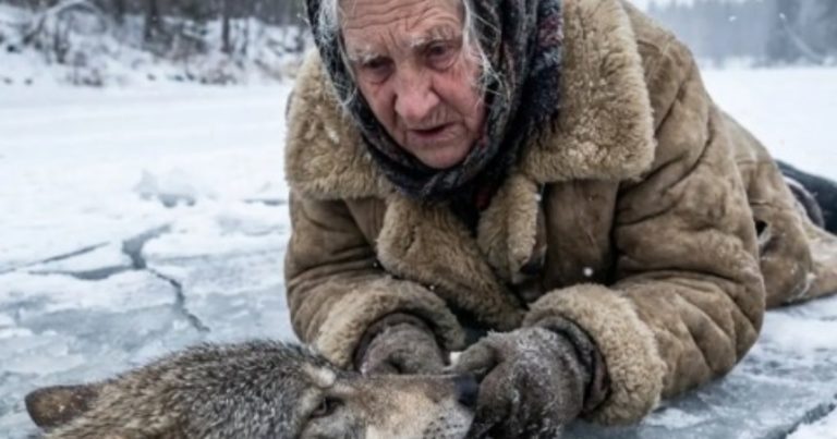 Старушка спасла тонущего волка на замёрзшем озере. Все изменилось, когда из леса вышла вся стая и она поняла, что может не вернуться домой